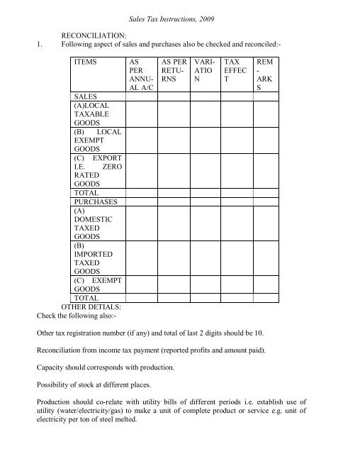 Sales Tax Instructions