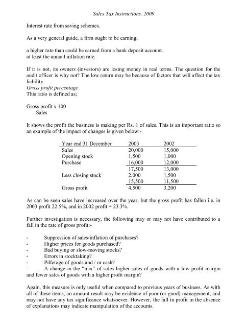 Sales Tax Instructions