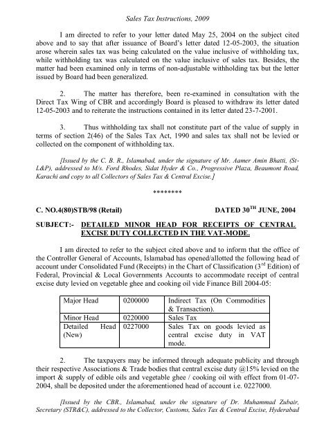 Sales Tax Instructions