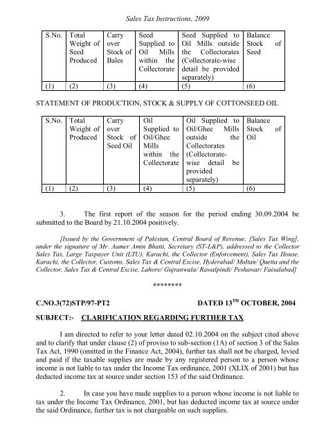 Sales Tax Instructions