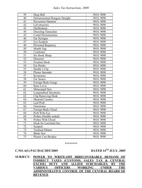 Sales Tax Instructions