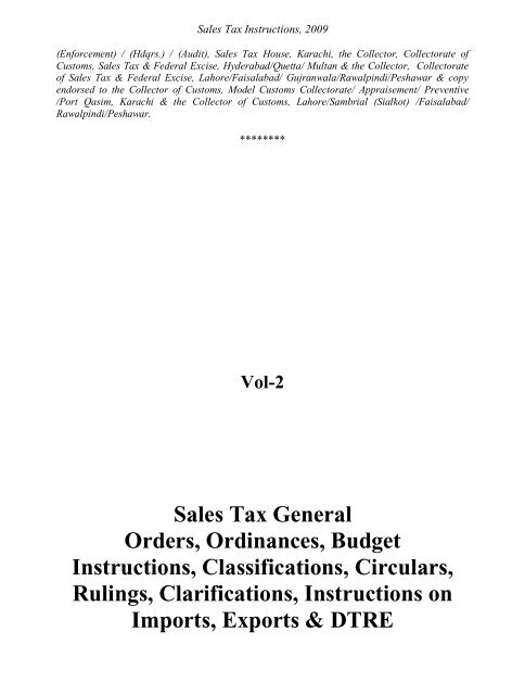 Sales Tax Instructions