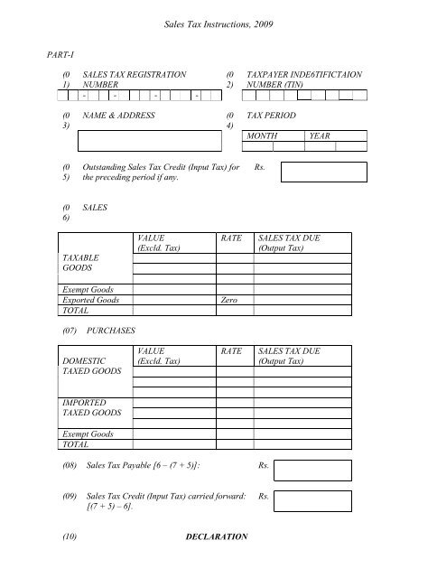 Sales Tax Instructions