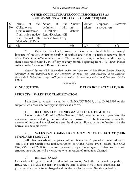 Sales Tax Instructions