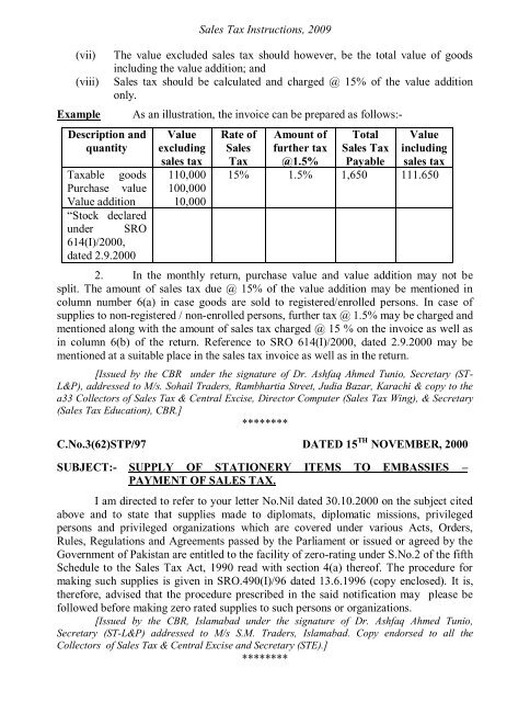 Sales Tax Instructions