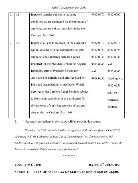 Sales Tax Instructions