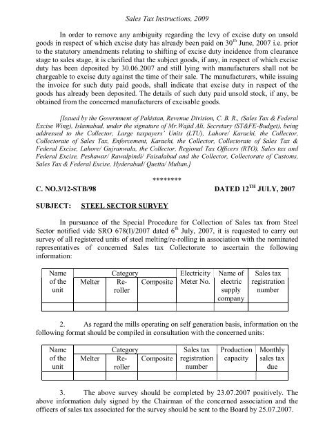 Sales Tax Instructions