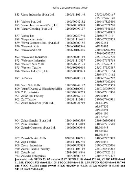 Sales Tax Instructions