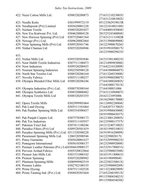 Sales Tax Instructions