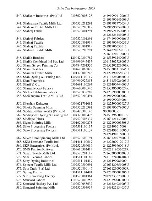 Sales Tax Instructions