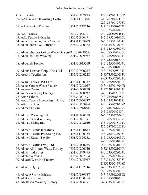 Sales Tax Instructions