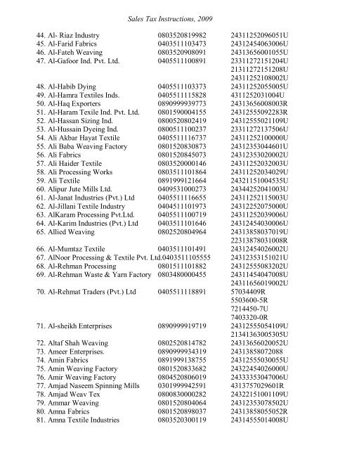 Sales Tax Instructions