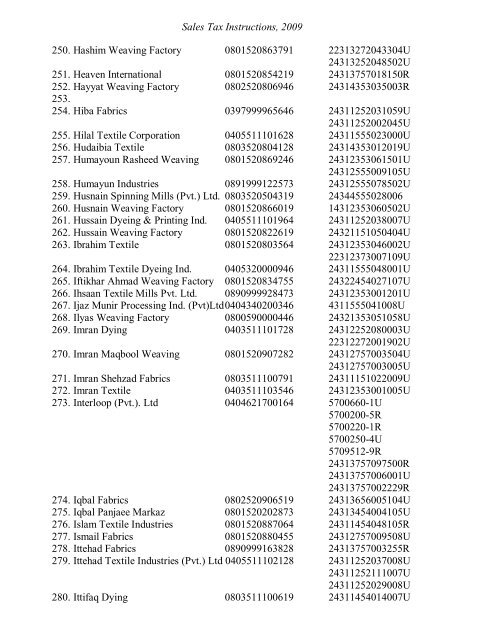 Sales Tax Instructions