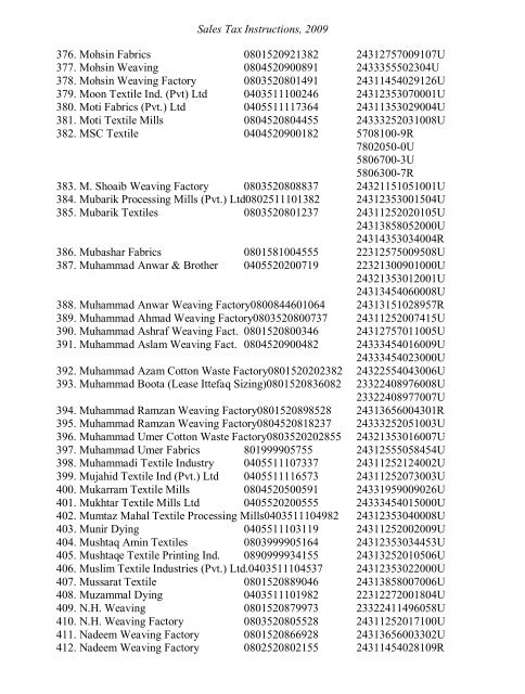 Sales Tax Instructions