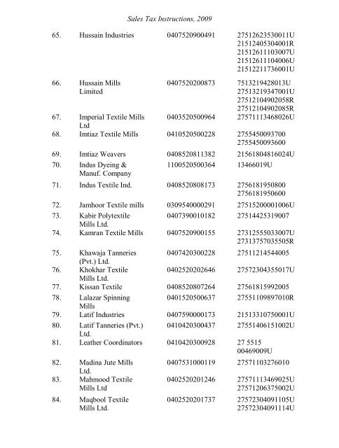 Sales Tax Instructions