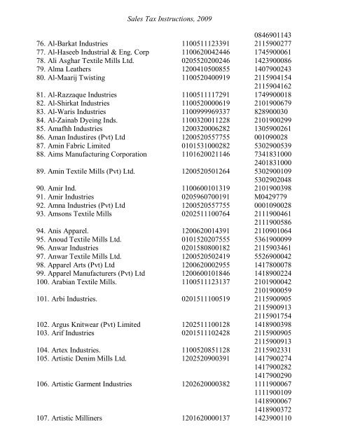 Sales Tax Instructions