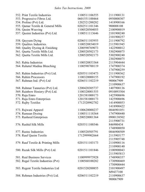 Sales Tax Instructions