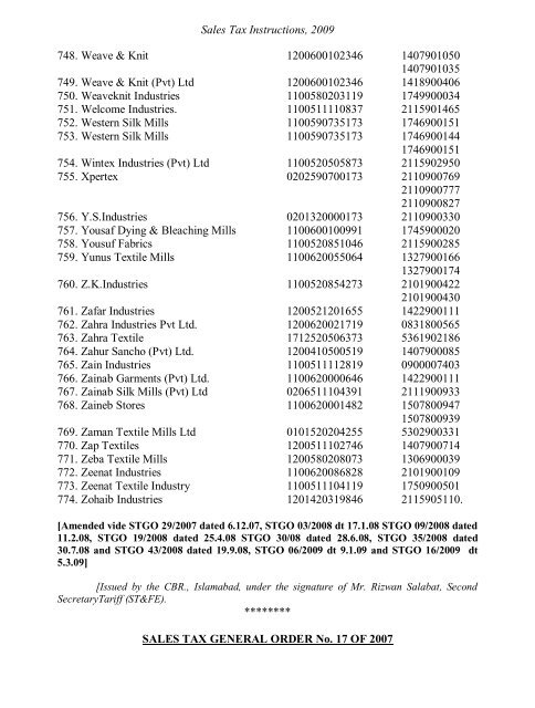 Sales Tax Instructions