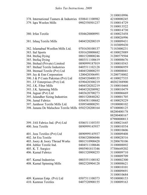 Sales Tax Instructions