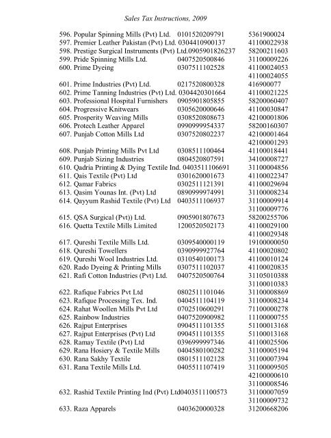 Sales Tax Instructions