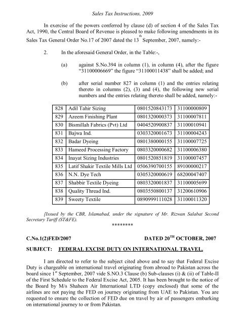 Sales Tax Instructions