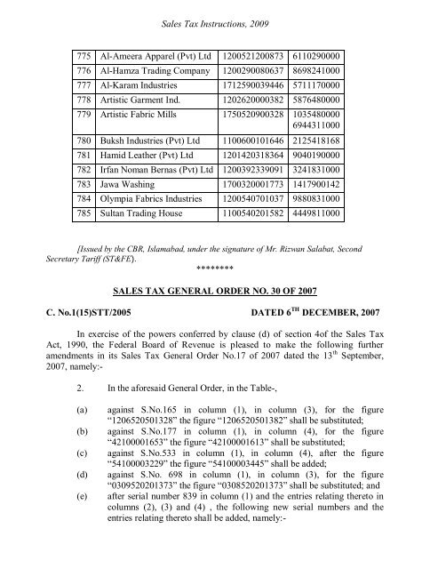 Sales Tax Instructions