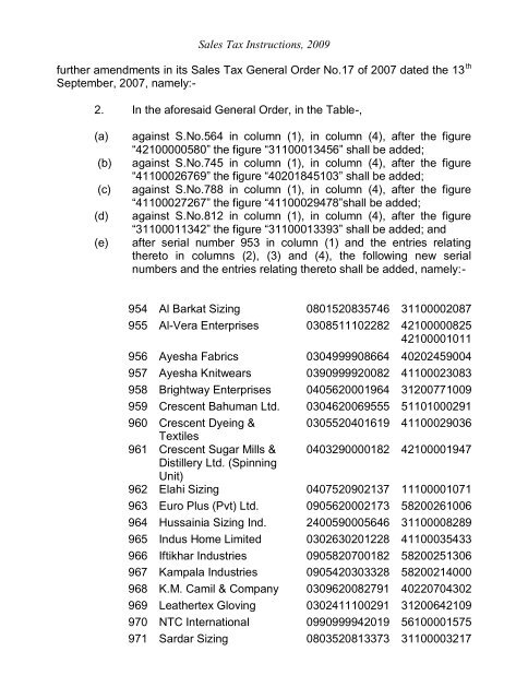 Sales Tax Instructions