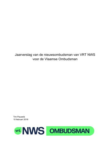 Jaarverslag ombudsman VRTNWS 2017