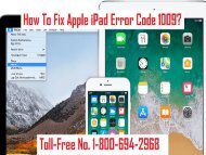 How To Fix Apple iPad Error Code 1009? 1-800-694-2968 For Help