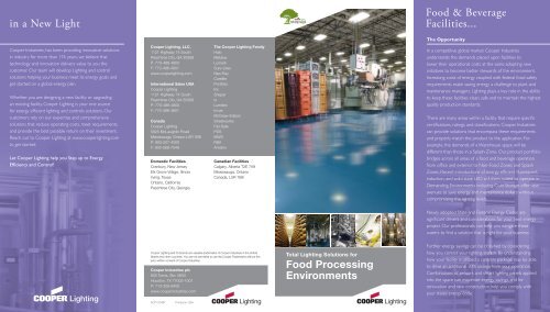 Food & Beverage Facilities... in a New Light - Cooper Industries