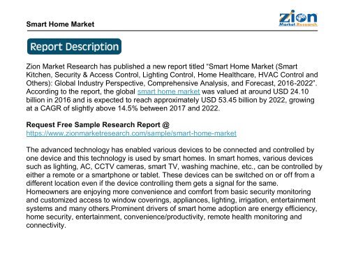 Global  Smart Home Market, 2016-2022