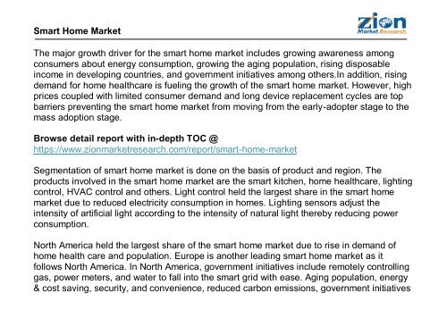 Global  Smart Home Market, 2016-2022