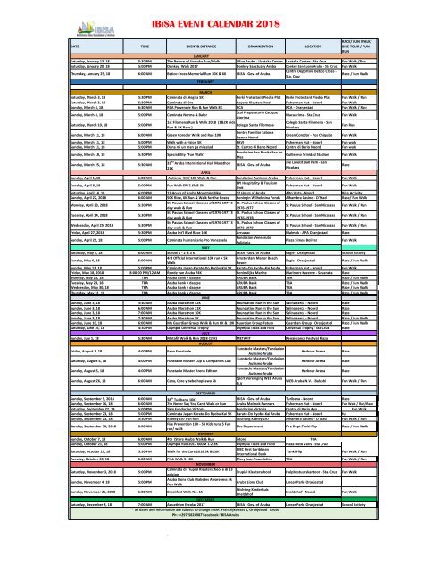 IBiSa calendar March 6,2018