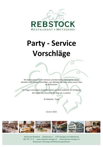Partyservice - Restaurant und Metzgerei Rebstock Seengen