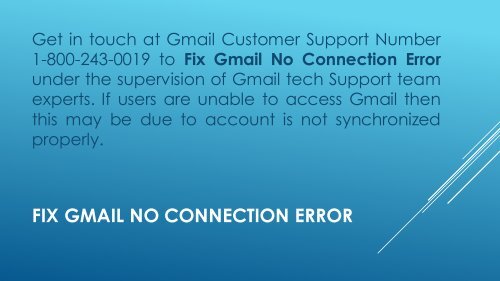 1-800-243-0019 | Fix Gmail No Connection Error