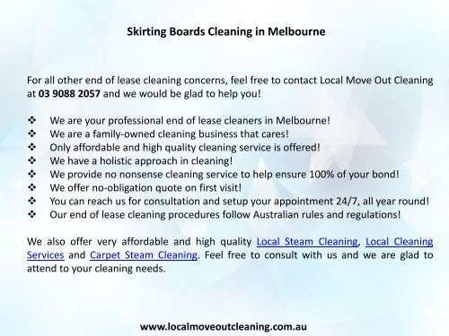 Skirting Boards Cleaning in Melbourne