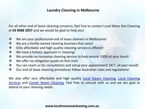 Laundry Cleaning in Melbourne