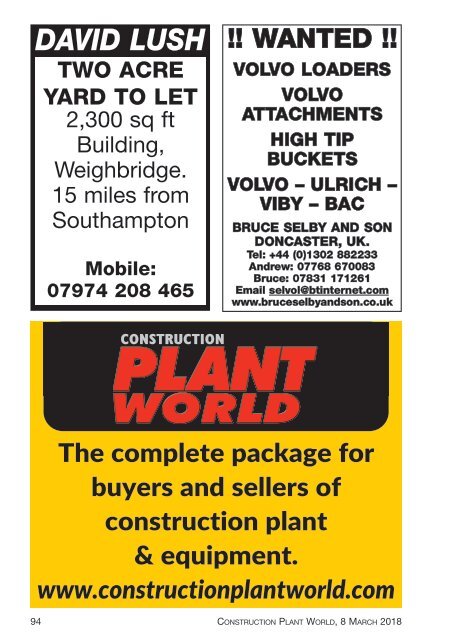 Construction Plant World 8th March 2018