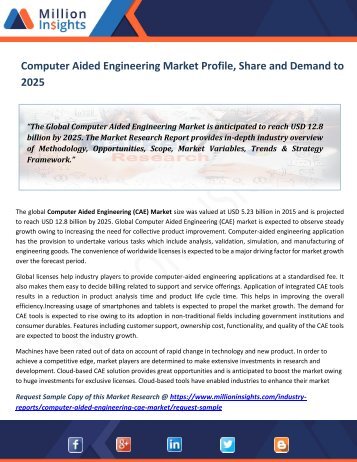 Computer Aided Engineering Market Profile, Share and Demand to 2025