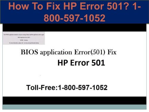 Call +1-800-597-1052 Fix HP Error 501 | For HP help