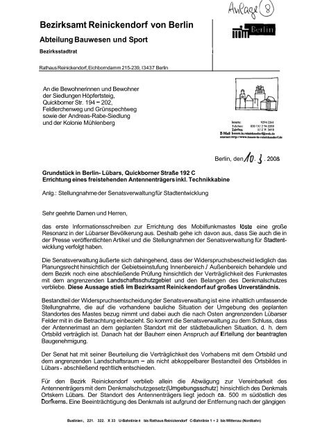 Bezirksamt Reinickendorf von Berlin - Bürger für gute ...