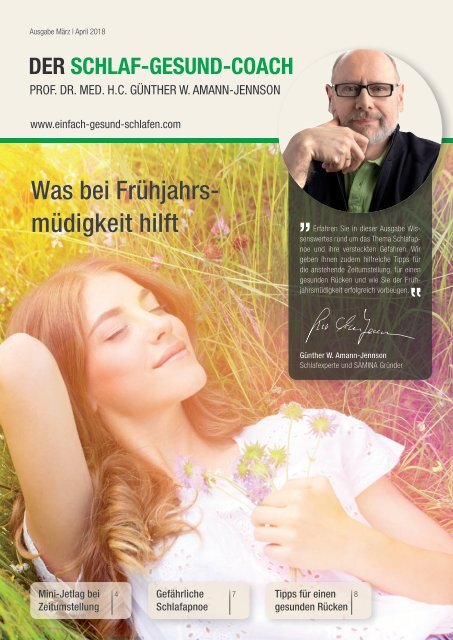 DER SCHLAF-GESUND-COACH | Ausgabe März & April 2018