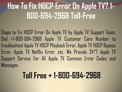 1-800-694-2968 How To Fix HDCP Error On Apple TV? Easy Steps