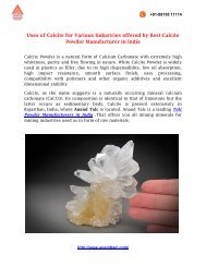 Uses of Calcite for Mining Industry offered