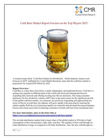 Craft Beer Market to Rear Excessive Growth during 2016 – 2025