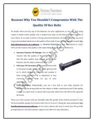 Reasons Why You Shouldn’t Compromise With The Quality Of Hex Bolts