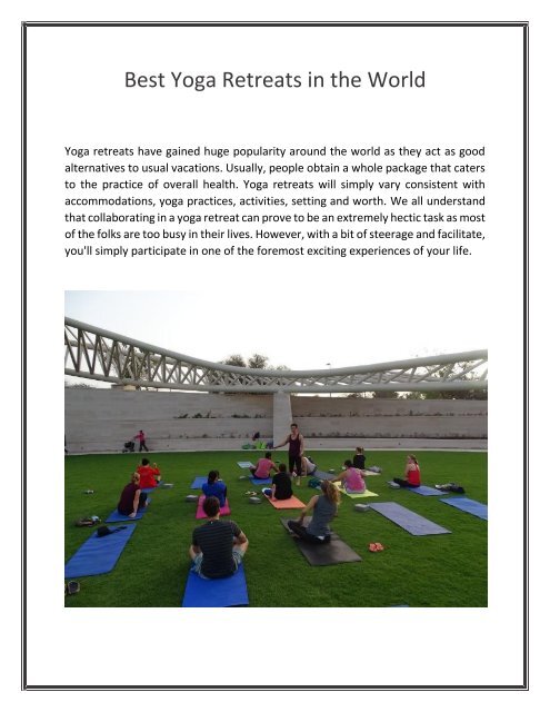 Best Yoga Retreats in the World