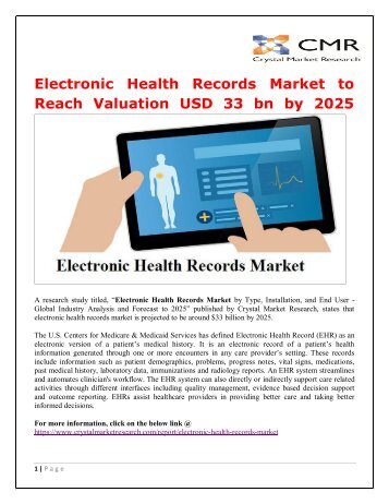 Electronic Health Records Market to Reach Valuation USD 33 bn by 2025
