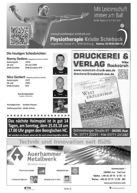 EHV POST. EHV Aue gegen Wilhelmshafener HV