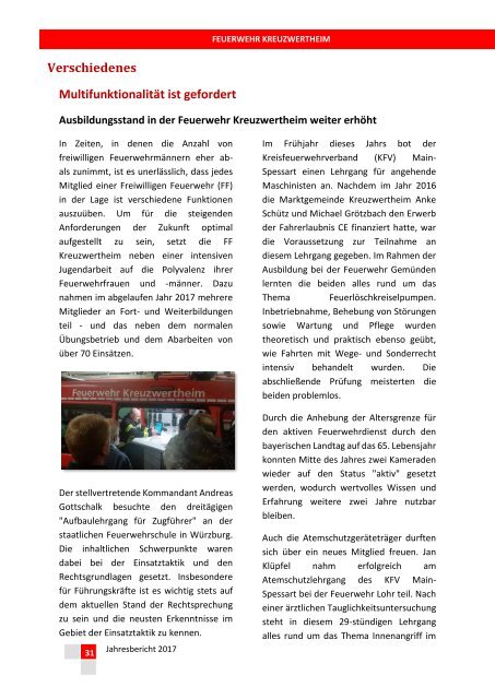 FW Kreuzwertheim Jahresbericht 2017